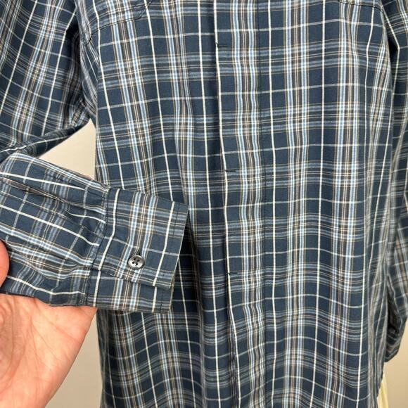 Spring + Mercer Upcycled Blue Plaid Long Sleeve Tunic Shirt Dress - Picture 7 of 10